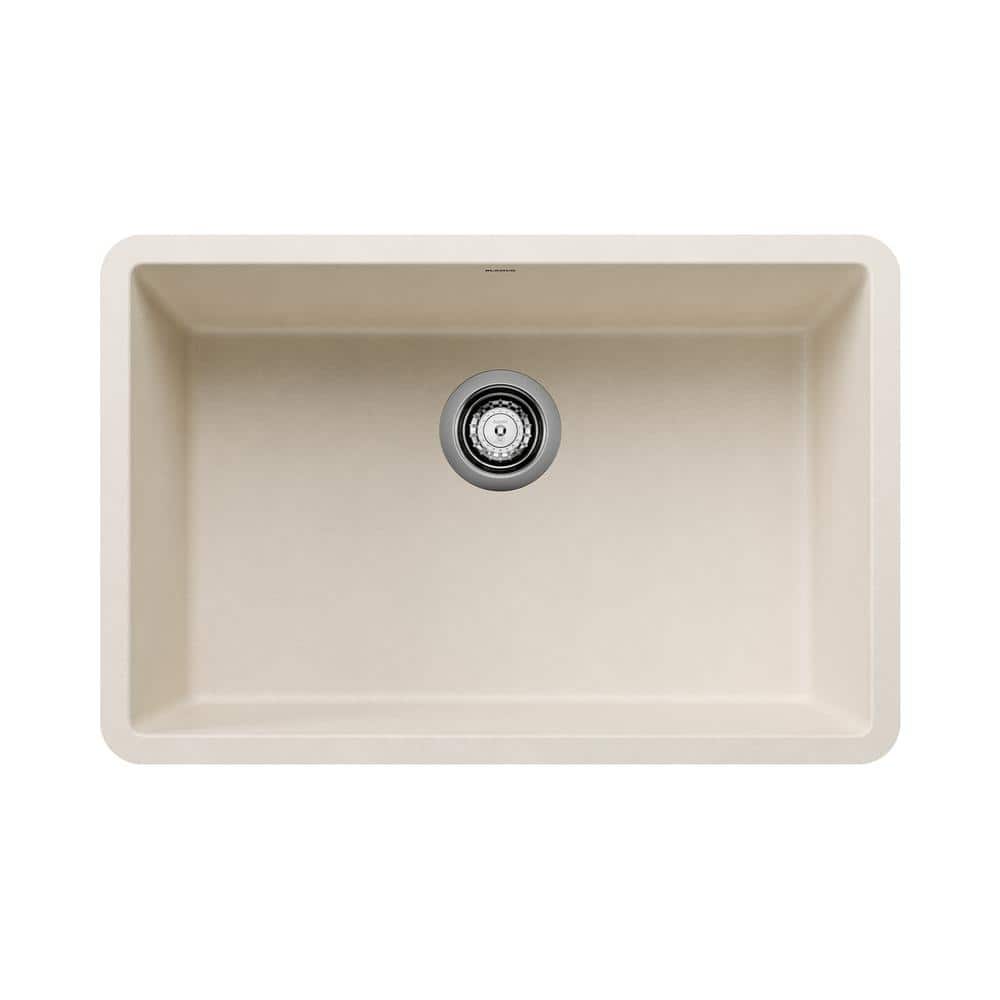 Precis Silgranit 27 in. Undermount Single Bowl Soft White Granite Composite