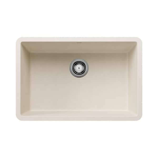 Blanco Precis Silgranit 27 in. Undermount Single Bowl Soft White Granite Composite Kitchen Sink