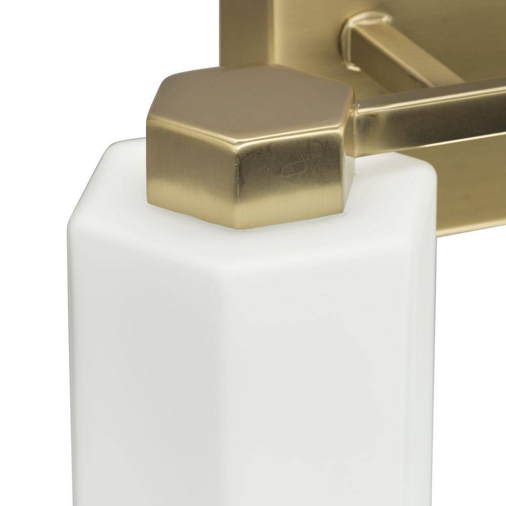 Estrada Brushed Gold 2-Light Vanity with Opal Glass Shades