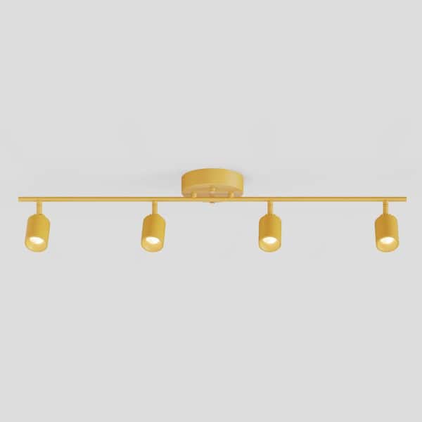 Shura Mustard Yellow Integrated LED Fixed Track Light, Rotatable Cylinder Heads 3 ft. Track Lighting Kit, 3000k, 2240Lmn