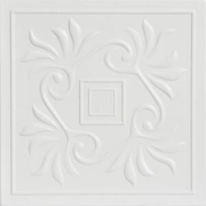 Cockatoos Dove White 1.6 ft. x 1.6 ft. Decorative Foam Glue Up Ceiling Tile (21.6 sq. ft./Case)