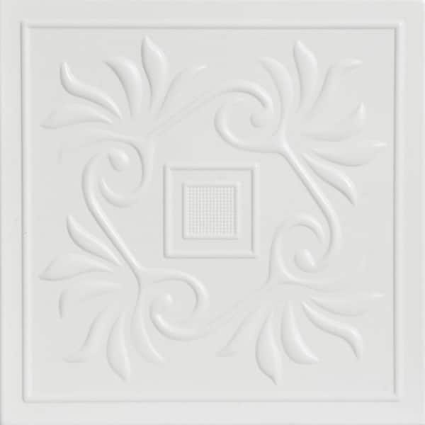 A La Maison Ceilings Cockatoos Dove White 1.6 ft. x 1.6 ft. Decorative Foam Glue Up Ceiling Tile (21.6 sq. ft./Case)