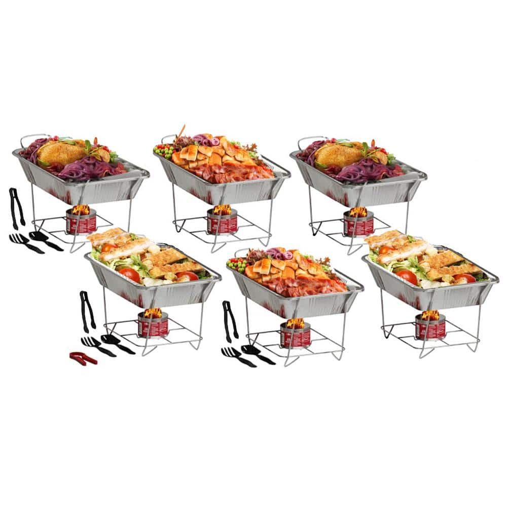 ALPHA Living 2.5 qt. Half Size Pans Disposable Aluminum Chafing Dishes Buffet (Set of 6)