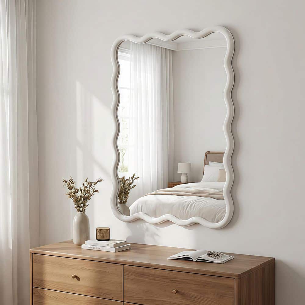 20 in. W x 30 in. H Rectangle Wood Framed Wall Mirror in White