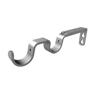 Brushed Nickel Steel Double 5 in. Projection Curtain Rod Bracket (Set of 3)