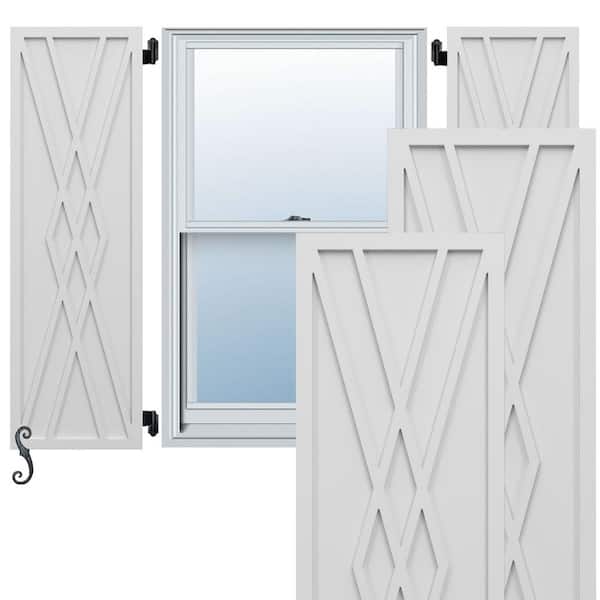 EnduraCore Florence Modern Style 15-in W x 39-in H Raised Panel Composite Shutters Pair in White