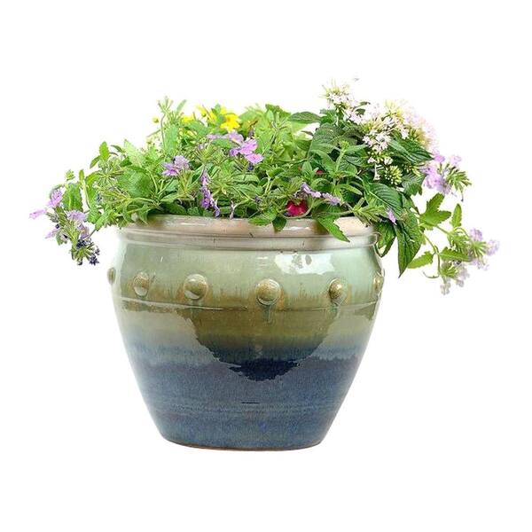 Pennington 11.5 in. Hobnail Blue Stone Planter
