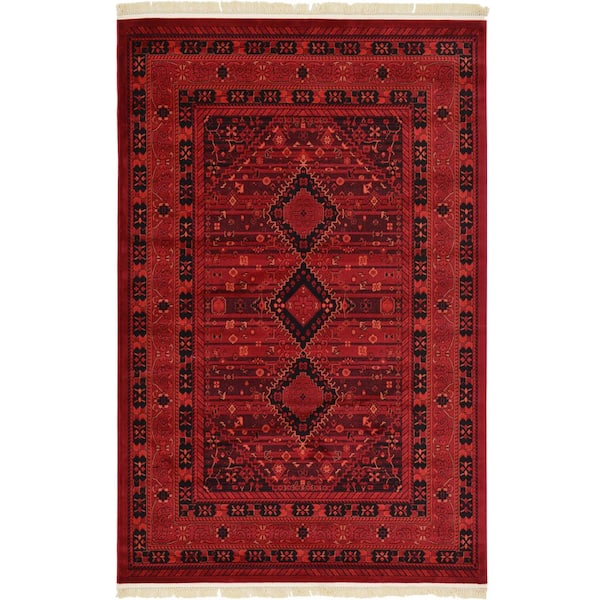 Unique Loom Tekke Lincoln Red 6' 0 x 9' 0 Area Rug