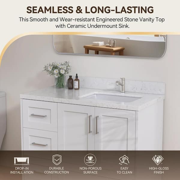 Getpro 42 in. W x 22 in. D Engineered Stone Rectangular Right