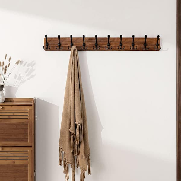 Cubilan 38.6 in. W x 0.8 in. D Brown Wood Decorative Wall Shelf, Coat Rack  Hook ML3901 - The Home Depot