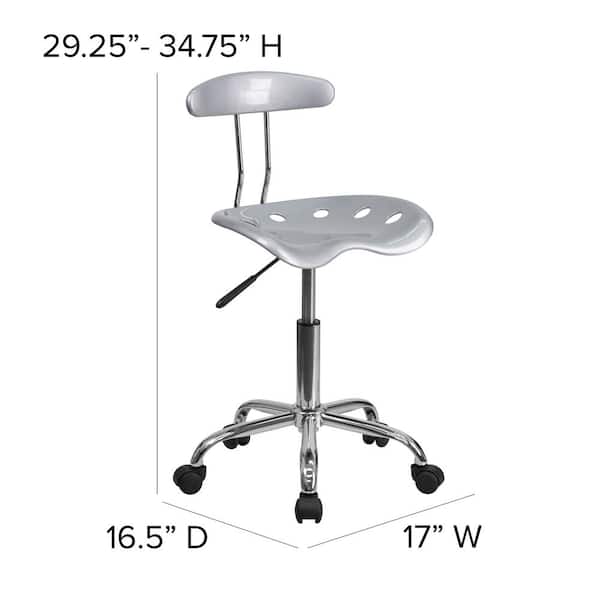 Flash Furniture Vibrant White and Chrome Task Chair with Tractor Seat 