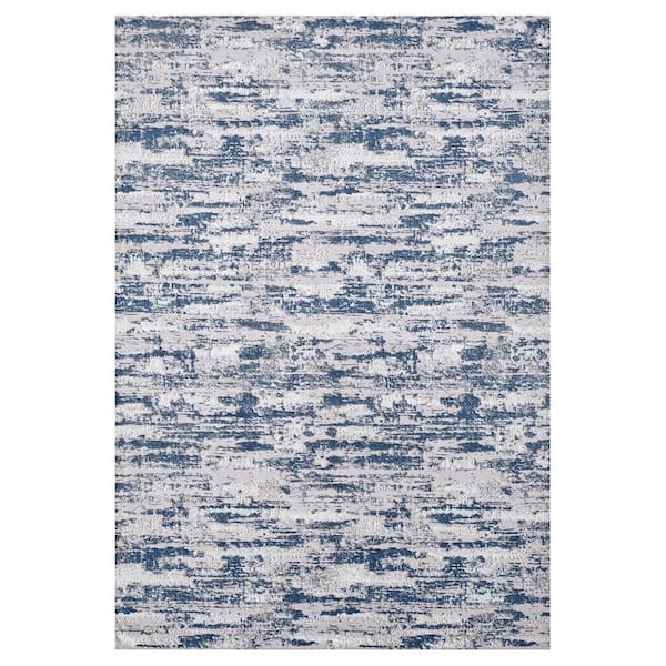 Huluwat Navy Blue 2 ft. x 3 ft. Polyester Rectangle Area Rug