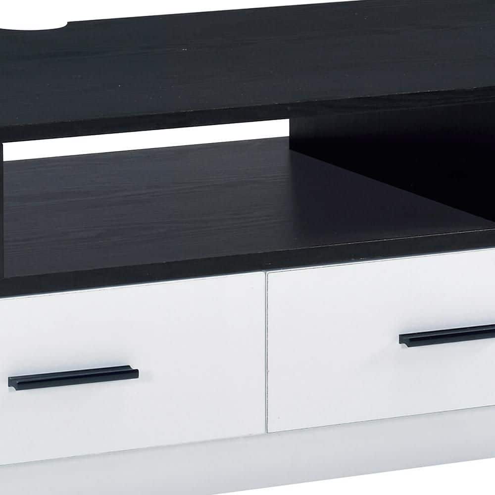 Black and White 69" Modern TV Stand with Cabinet
