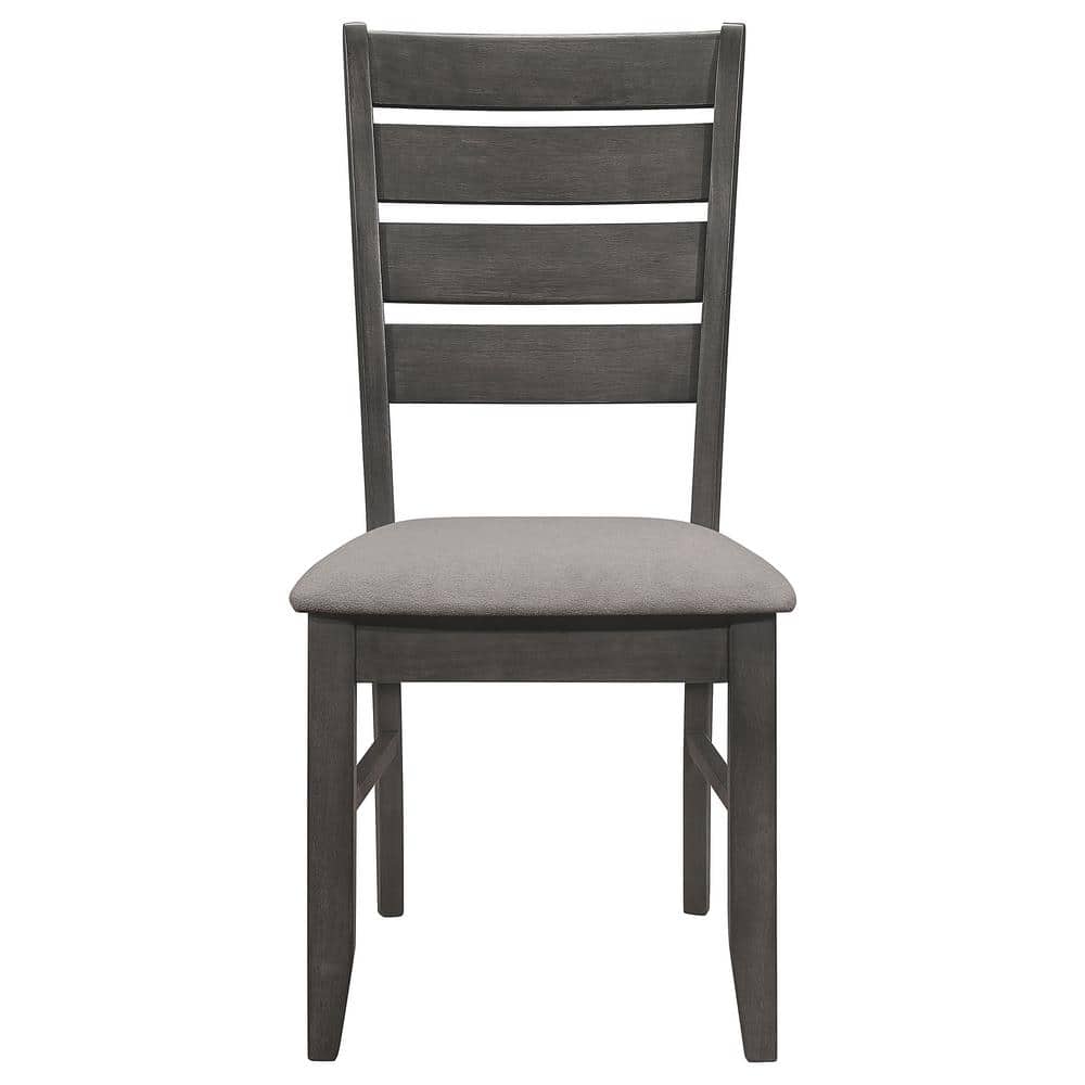 Dark Gray Upholstered Ladderback Wood Side Chair Set