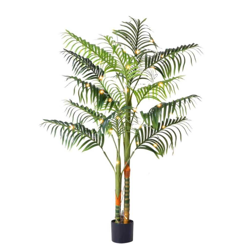 5 ft. Artificial Palm Tree with Planter and Moss, 2-Trunk and