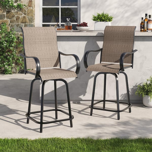 ELPOSUN Swivel Metal Metal Outdoor Bar Stool (2-Pack)