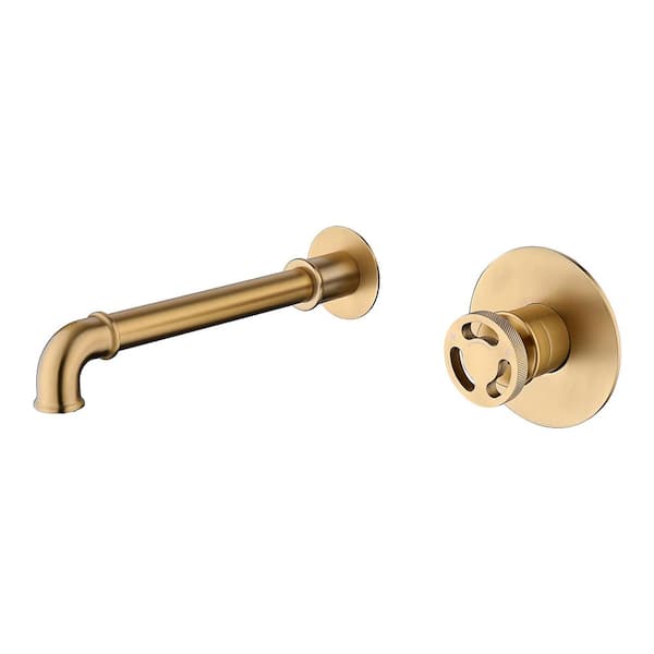 AIMADI Single Handle Wall Mounted Bathroom Faucet 2-Hole Brass Bathroom Basin Taps in Brushed Gold