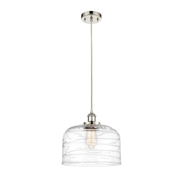 Innovations Bell 60-Watt 1 Light Polished Nickel Shaded Mini Pendant Light with Clear glass Clear Glass Shade