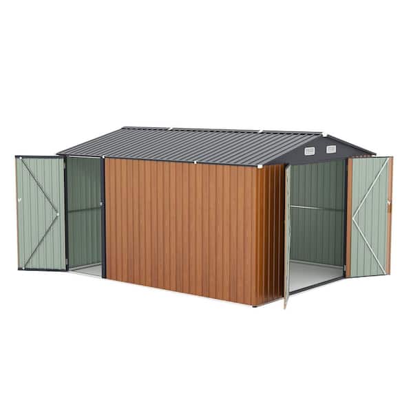 9 ft. W x 11 ft. D Metal Storage Shed with 3 Lockable Doors 4 Vents Garden Tool Shed Backyard Patio (99 sq. ft. )