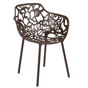 Brown Devon Modern Aluminum Patio Stackable Outdoor Dining Chair