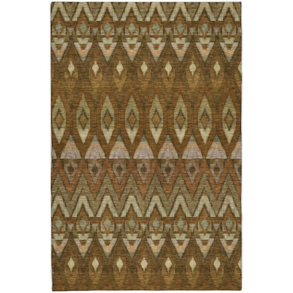 Dream Shag Premium Machine Washable Abstract ADS617 Brown 10 ft. x 14 ft. Area Rug