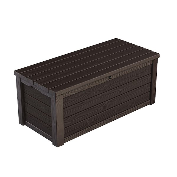 Eastwood 150 Gal. Large Durable Resin Plastic Deck Box Outdoor Storage For Patio Lawn and Garden, Brown