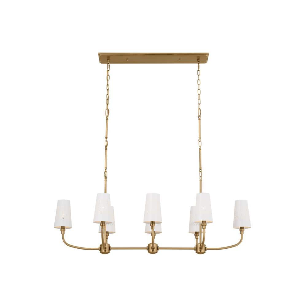Adeena Brushed Natural Brass 8-Light Linear Chandelier