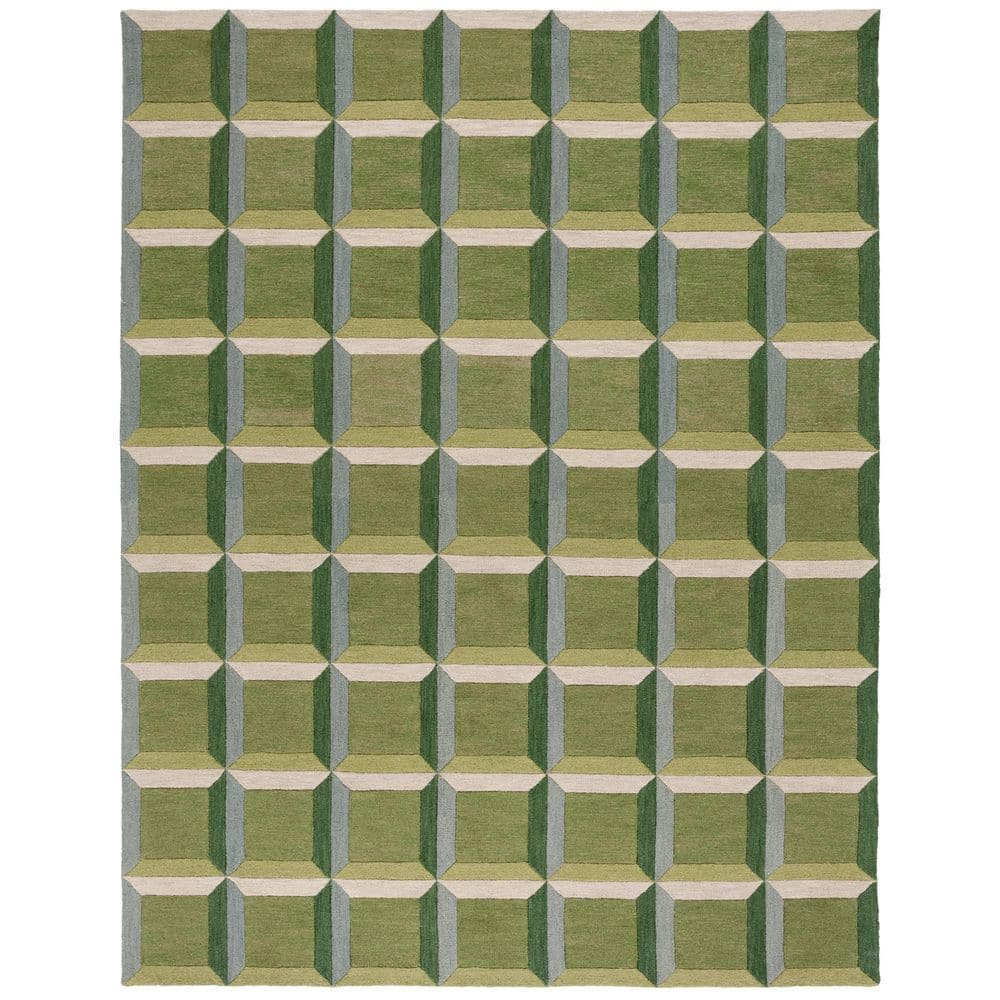 Square Rug Green SAFAVIEH Genre 10 ft. x 14 ft. Green/Beige square Geometric Area Rug ...
