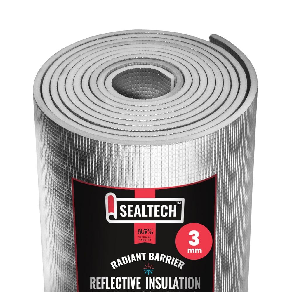 SEALTECH 8 in. x 125 ft. Heavy-Duty 3 mm Reflective Insulation Radiant Barrier Roll Soundproofing Thermal Shield