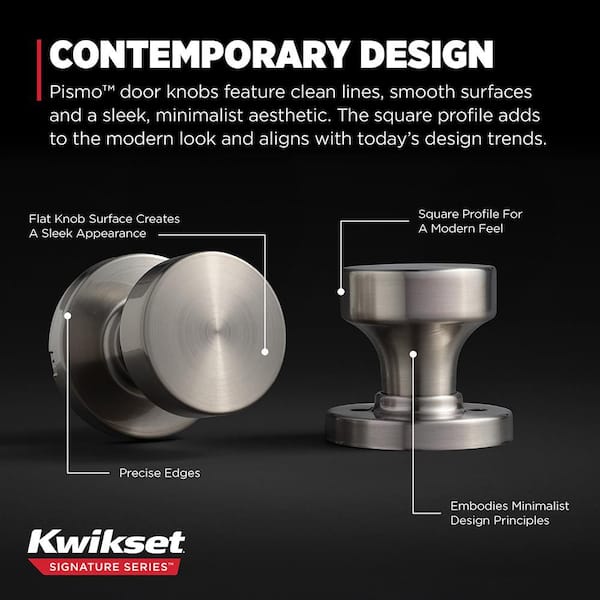 Kwikset Pismo Round Satin Nickel Hall/Closet Door Knob Featuring