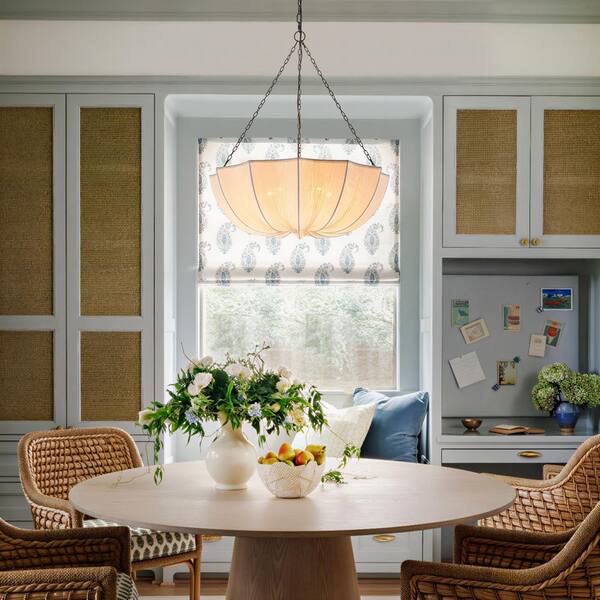 Ethan 5-Light French Fabric Pendant Light Black Chandelier