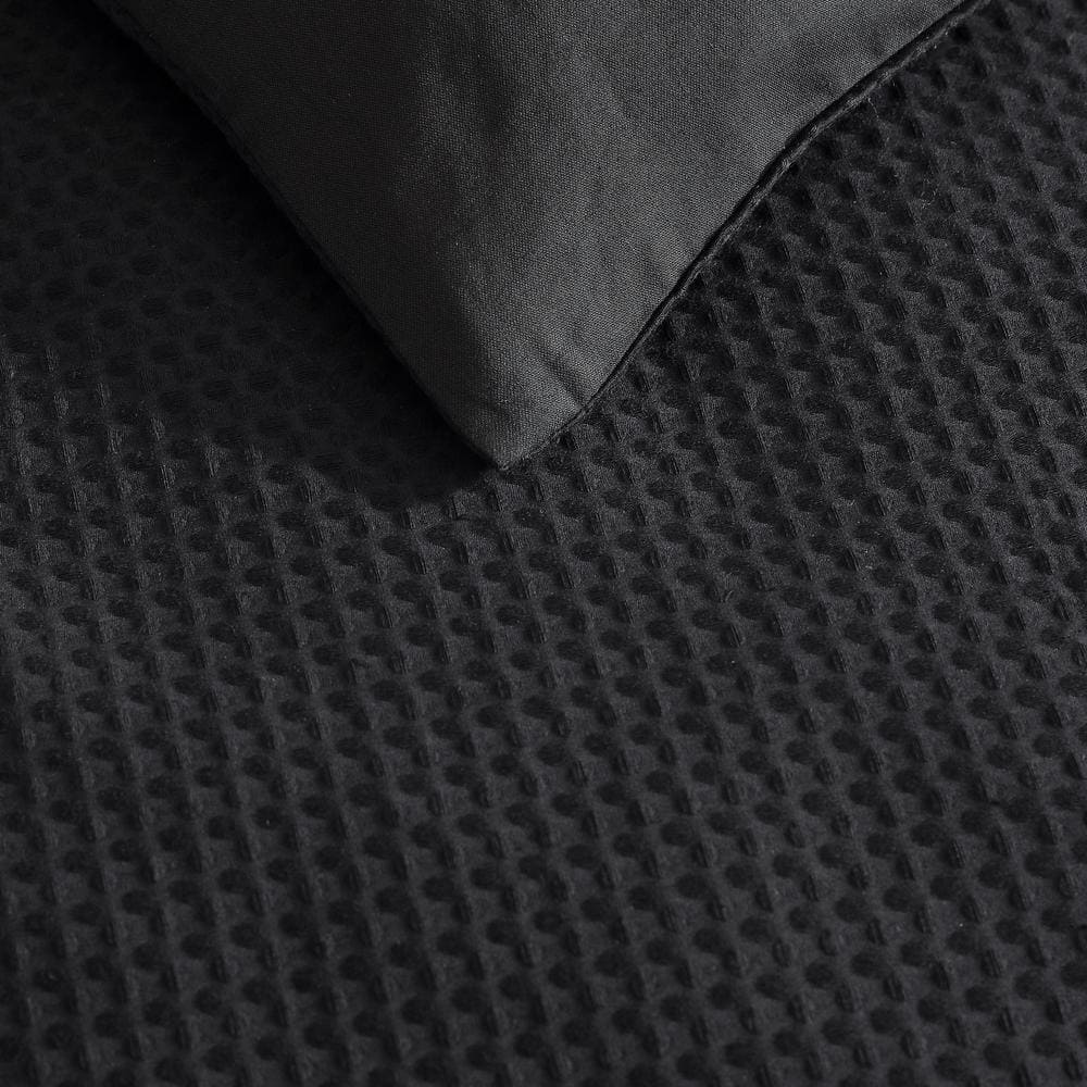 King Black Cotton Reversible Comforter Set with Shams