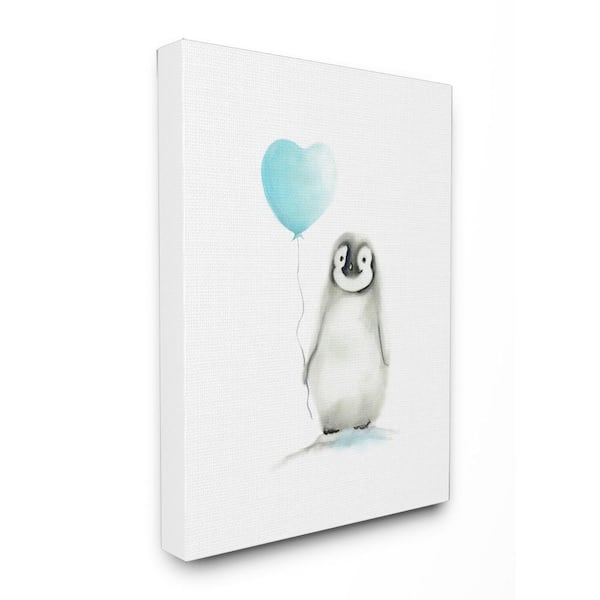 Stupell Industries 16 In X In Baby Penguin With Blue Balloon By Studio Q Printed Canvas Wall Art Brp 57 Cn 16x The Home Depot