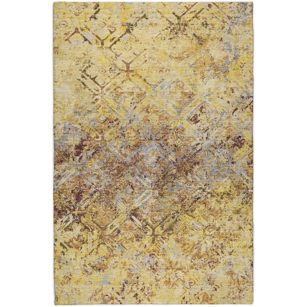 Dream Shag Premium Machine Washable Abstract ADS768 Wheat 5 ft. x 7 ft. 6 in. Area Rug