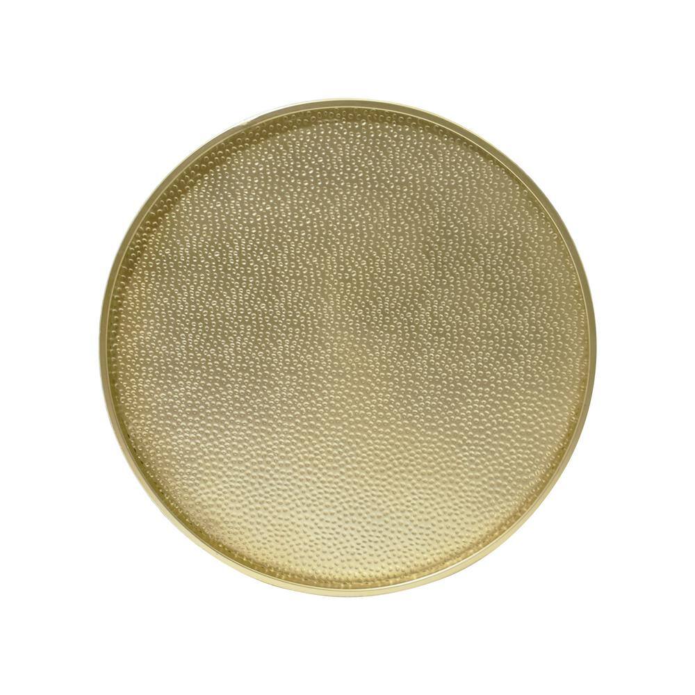 Desert Fields 28'' Gold Hammered Iron Round Coffee Table