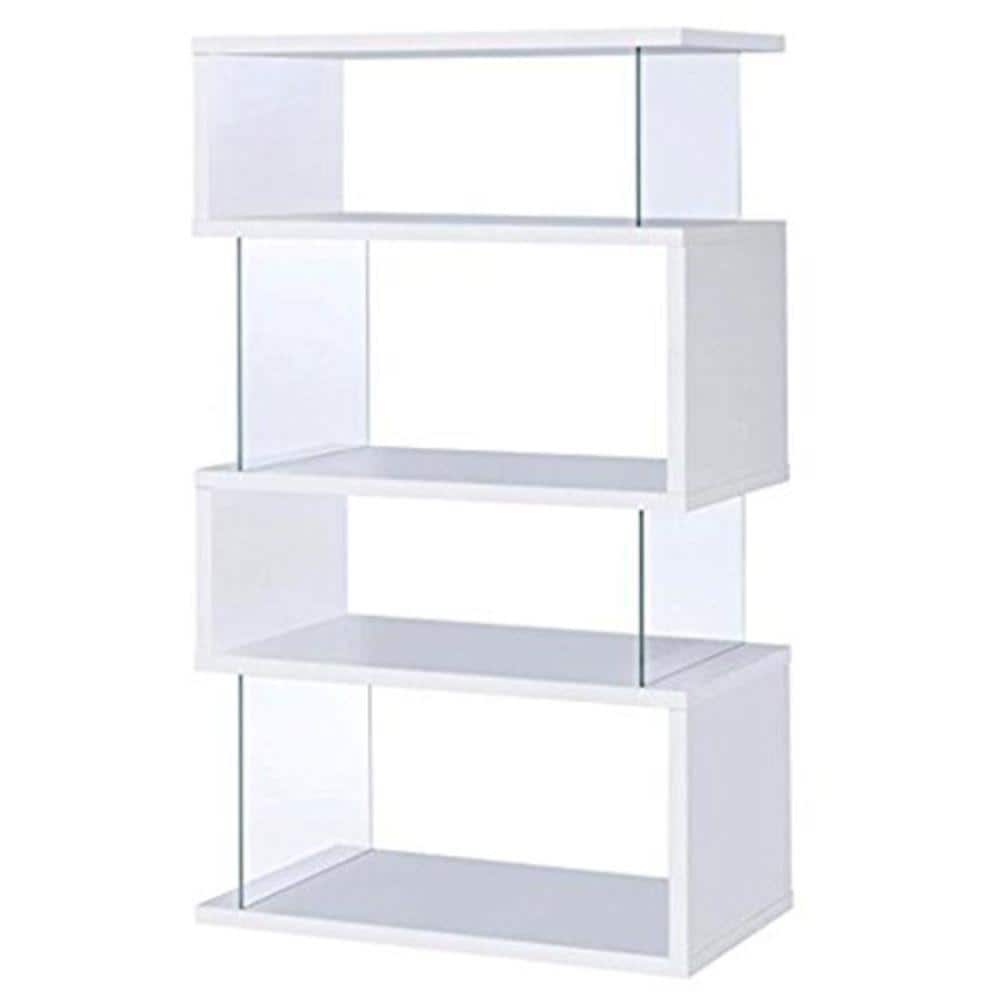 Sophia Glossy White Wooden Kids' Bookcase with Tempered Glass Sides