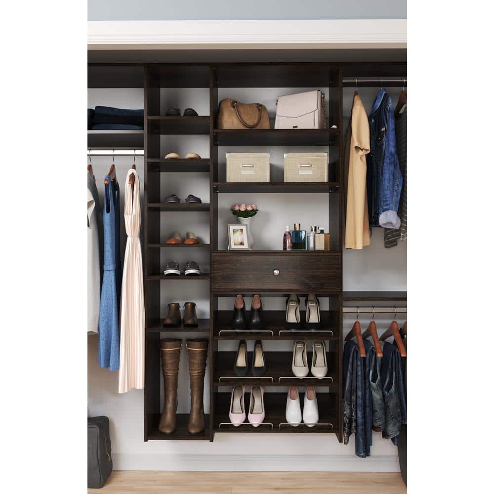 Truffle Brown 24-Inch Adjustable Laminate Closet Shelves