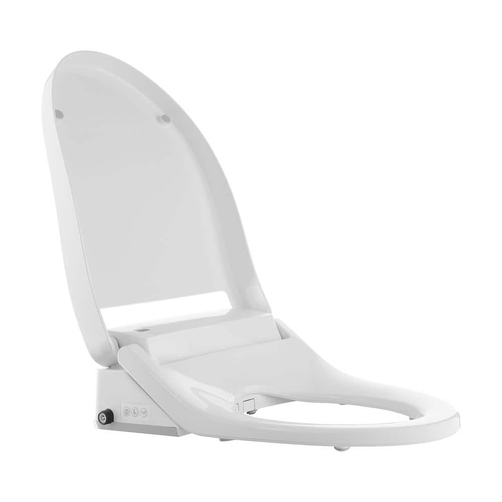 White Glossy Elongated Free Standing Dual Flush Toilet