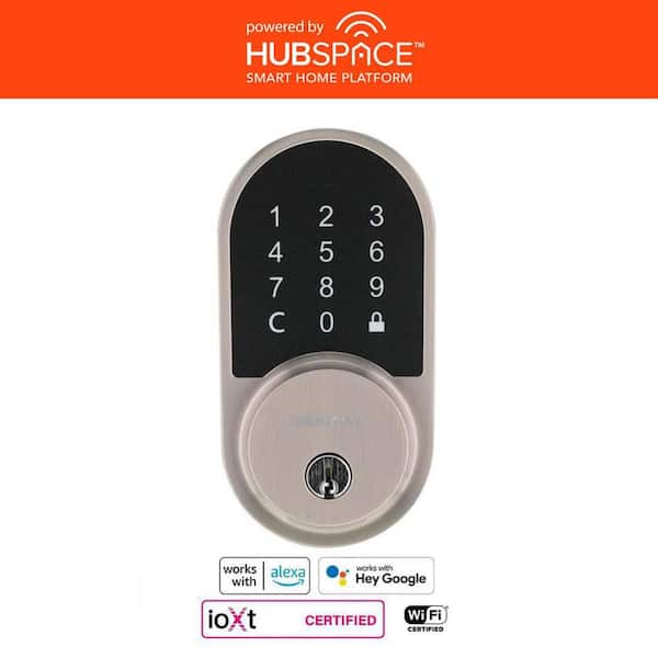 Defiant - Round Satin Nickel Electronic Single Cylinder Deadbolt Wi-Fi Enabled Powered by Hubspace