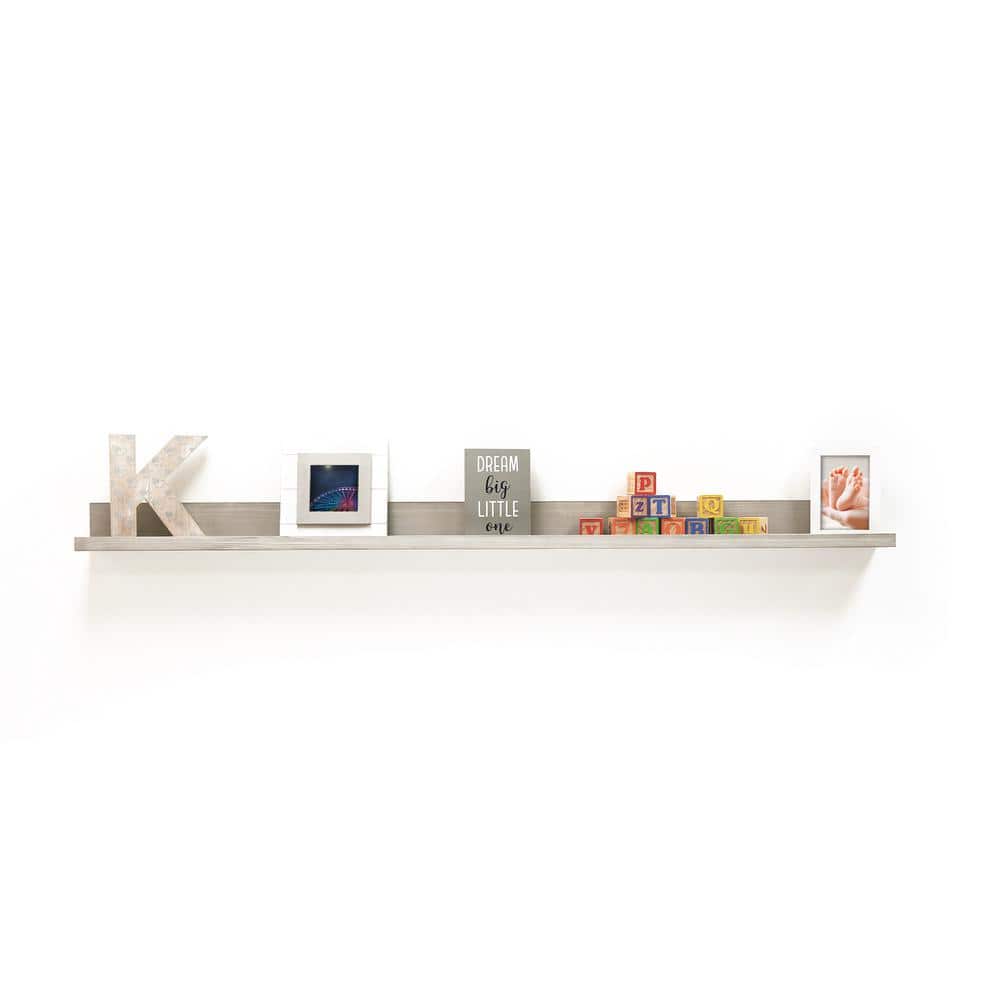 Driftwood Gray 62" MDF Wall-Mounted Gallery Shelf