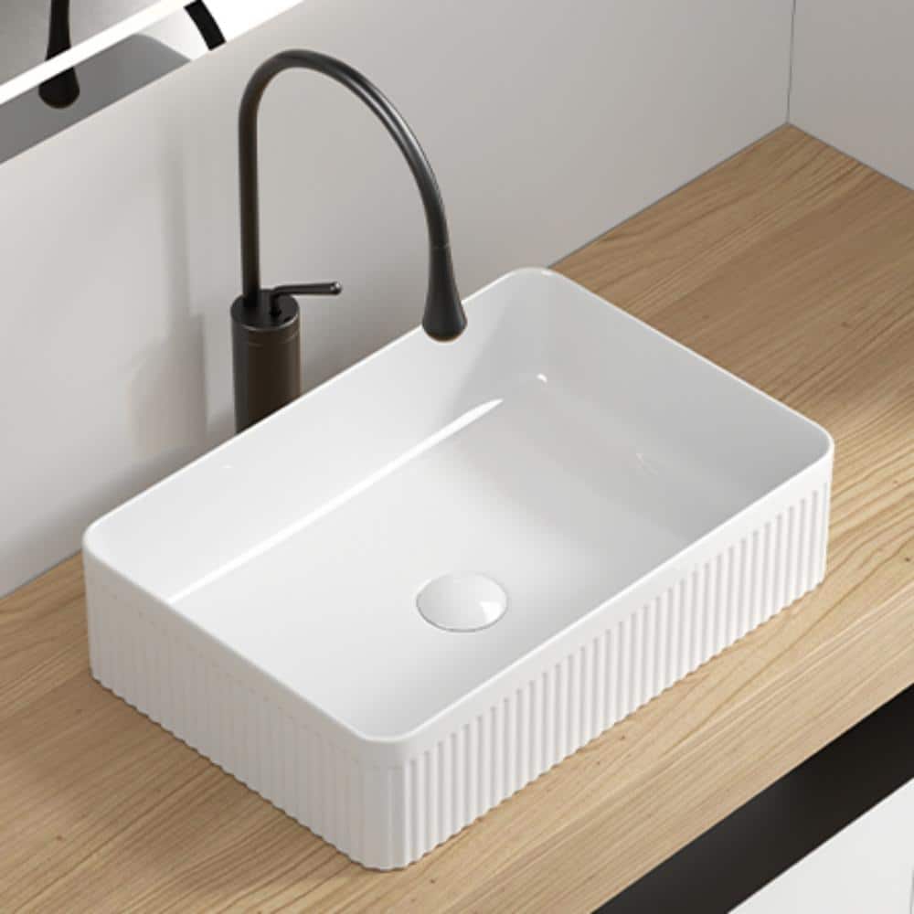 20 in.W x 13 in.D Milk White Ceramic Bath Vessel Sink With Rectangular Above Counter Basin,No Faucet price history on PriceWatchPro