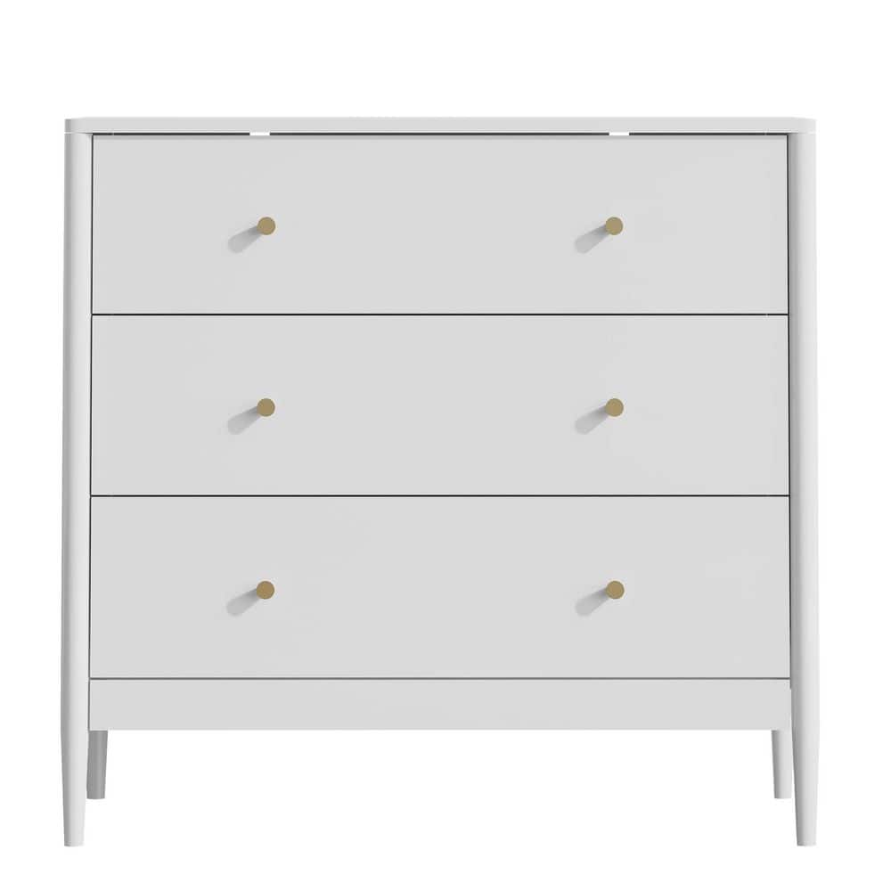 White 3 Drawer 31.5 in. W Dresser Chest, Modern Storage Cabinet, MDF Wood Organizer for Bedroom, Entryway, Small Space