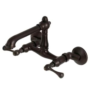 English Country 2-Handle Wall-Mount Standard Kitchen Faucet in Oil Rubbed Bronze
