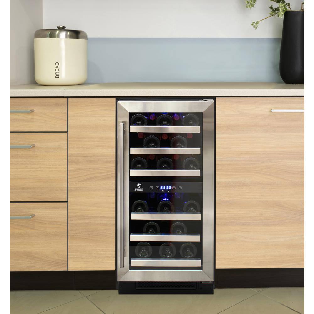 Compact Stainless Steel Dual-Zone Wine Cooler with Interior Lighting
