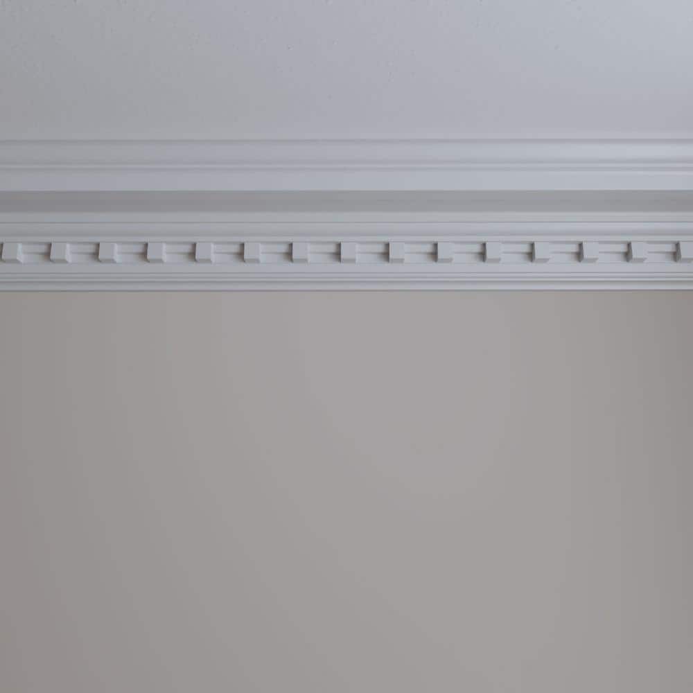 Primed White Polyurethane Dentil Crown Moulding 94 1/2"