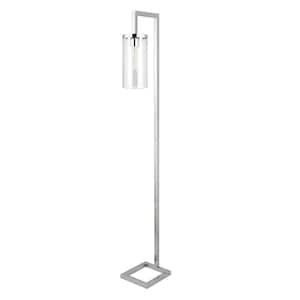 Malva 68 in. Polished Nickel Finish Floor Lamp with Clear Glass Shade