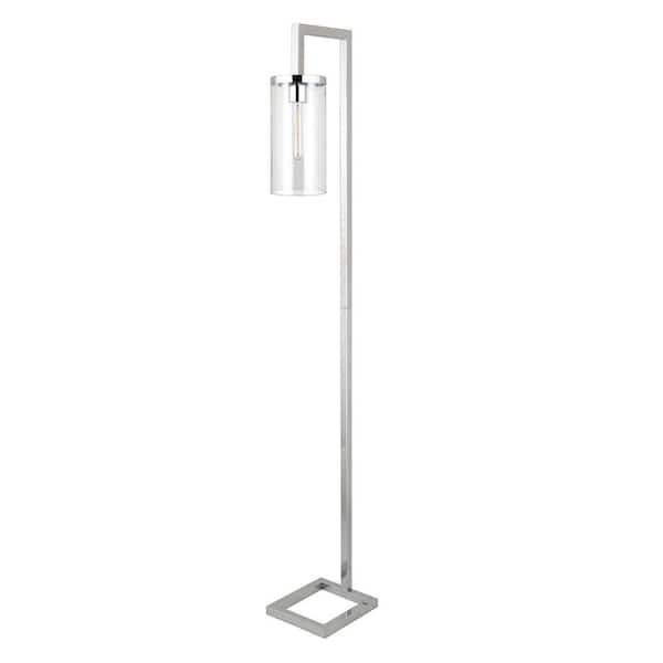 Meyer&Cross Malva 68 in. Polished Nickel Finish Floor Lamp with Clear Glass Shade