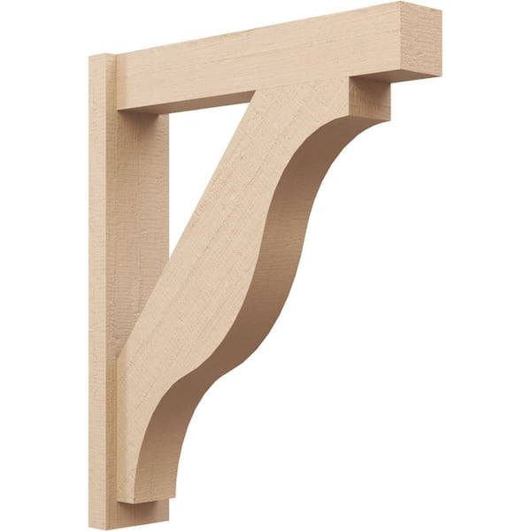 Ekena Millwork 6 in. x 34 in. x 28 in. Funston Block Rough Cedar Woodgrain Timberthane Polyurethane Outlooker, Primed Tan