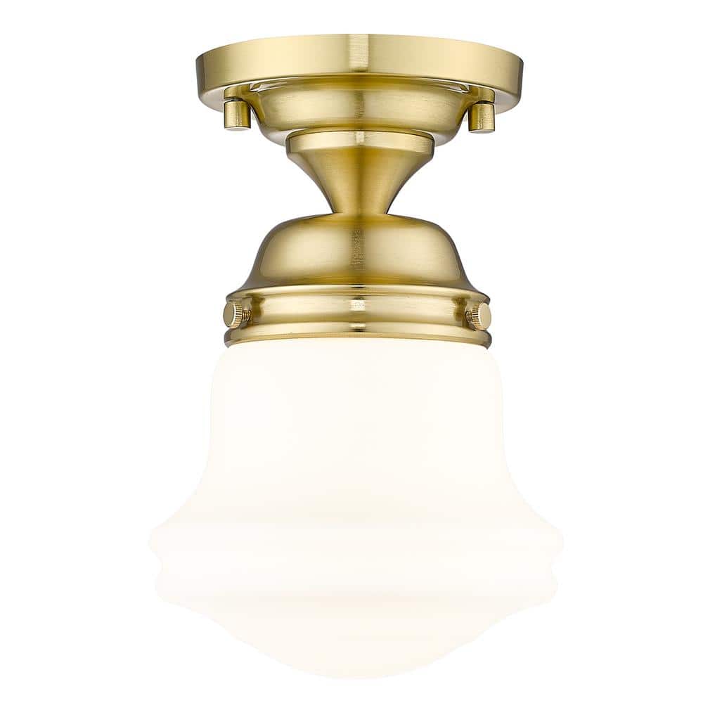 Vaughn 6 in. Luxe Gold Flush Mount with Matte Opal Glass Shade with No Bulb