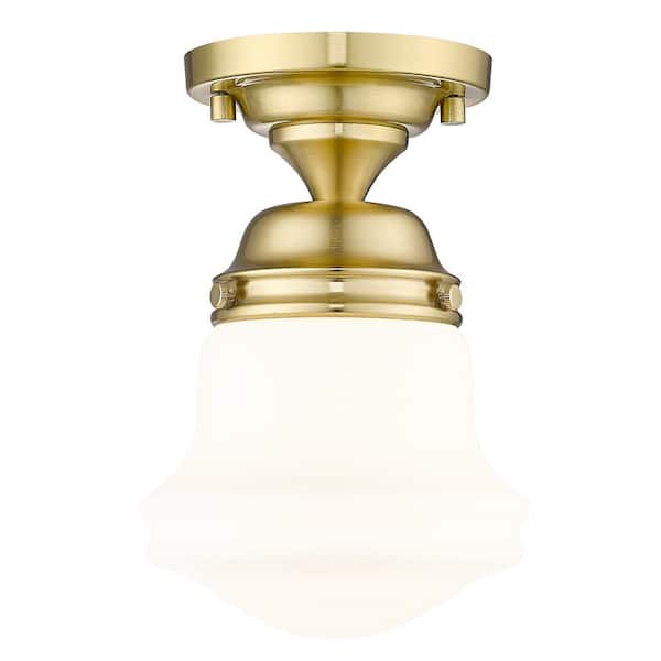 Unbranded Vaughn 6 in. Luxe Gold Flush Mount with Matte Opal Glass Shade with No Bulb Included